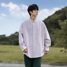 日系复古条纹衬衫男春季潮牌学院风长袖衬衣cityboy翻领工装外套，男装衬衫，星座601-1