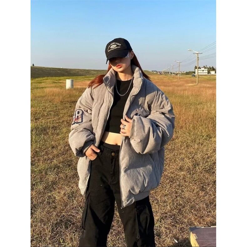 美式灯芯绒刺绣棉衣加绒加厚棉服男款潮牌棉袄宽松冬季外套,男装棉衣,星座1210-1