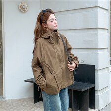 2026年春季连帽休闲宽松时尚百搭外套，女装短外套，文熹诺