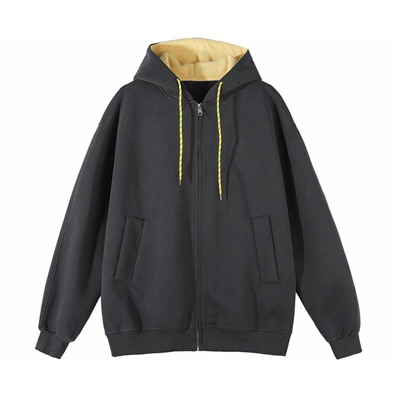 抖音得物二开美式高街重磅结构双层撞色连帽卫衣开衫外套W116，女装短外套，电商A486-1