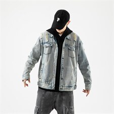 jk025-p85--限价128无影墙牛仔夹克肥仔秋款量足绣花印花大码图片