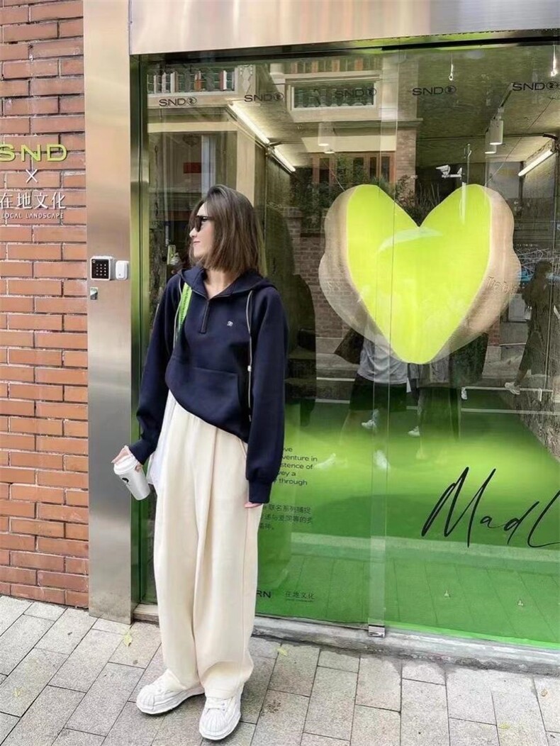 拉链套头空气层卫衣，女装卫衣/绒衫，魅力布梵