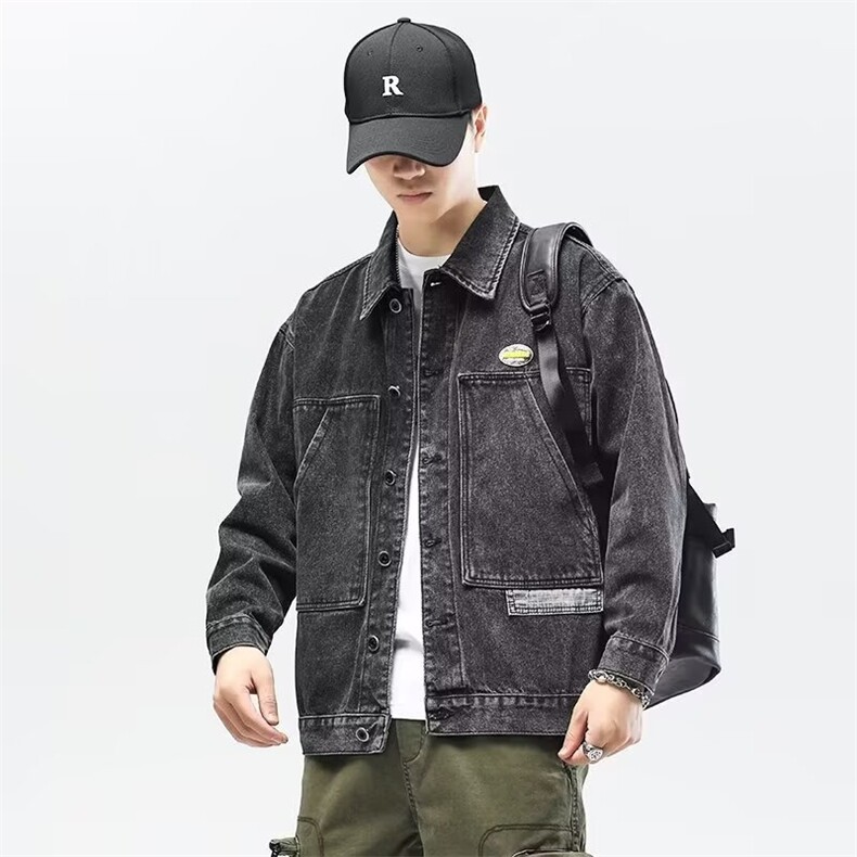 1506/QG200/P44牛仔外套日系潮牌高档多口袋工装宽松大码男装夹克,男装工装外套,星座1506
