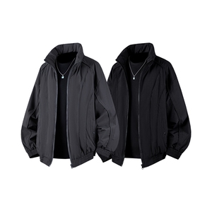 b535-特p73     冬季三防工装立领拼接设计感棉衣男保暖宽松棉服图片