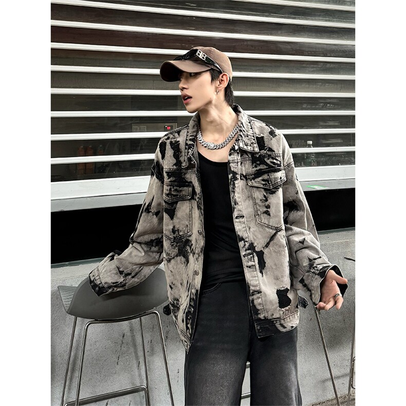 【自家图大货5000件】美式牛仔外套扎染牛仔衣高街夹克NT521P75，男装工装外套，星座301D-2(原星座1004-1）