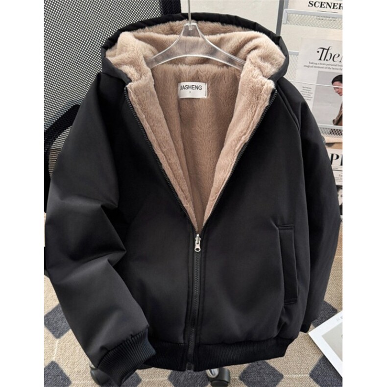 小众座山雕毛绒连帽卫衣双面穿外套情侣棉服M9922,男装棉衣,星座1116A（原606A-3）
