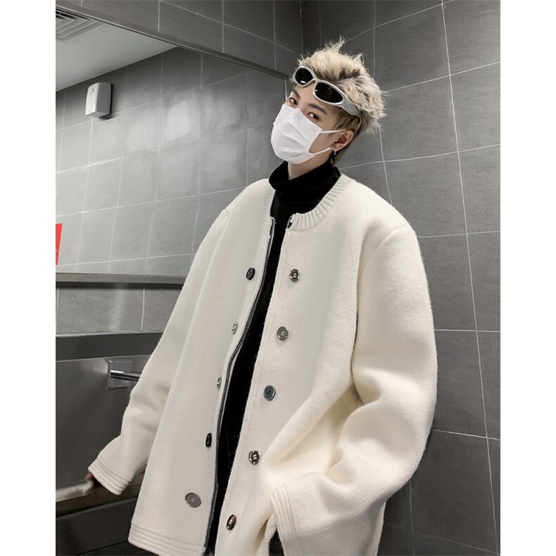 双排扣开衫毛衣男秋冬季潮流高级感上衣宽松韩系小香风针织衫外套,男装针织衫/毛衣,星座410-7