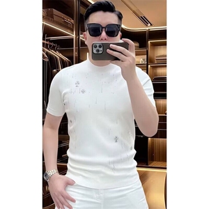 流星雨烫钻男士T恤男款半袖圆领百搭小众设计感潮流短袖情侣款潮图片