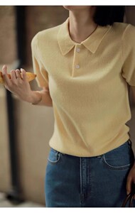 新款翻领纯色休闲舒适套头衫简约百搭显瘦短袖T恤女夏季薄款上衣图片