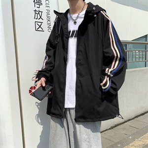 春秋季设计感小众情侣装外套男休闲夹克痞帅连帽上衣 W3677-P60图片
