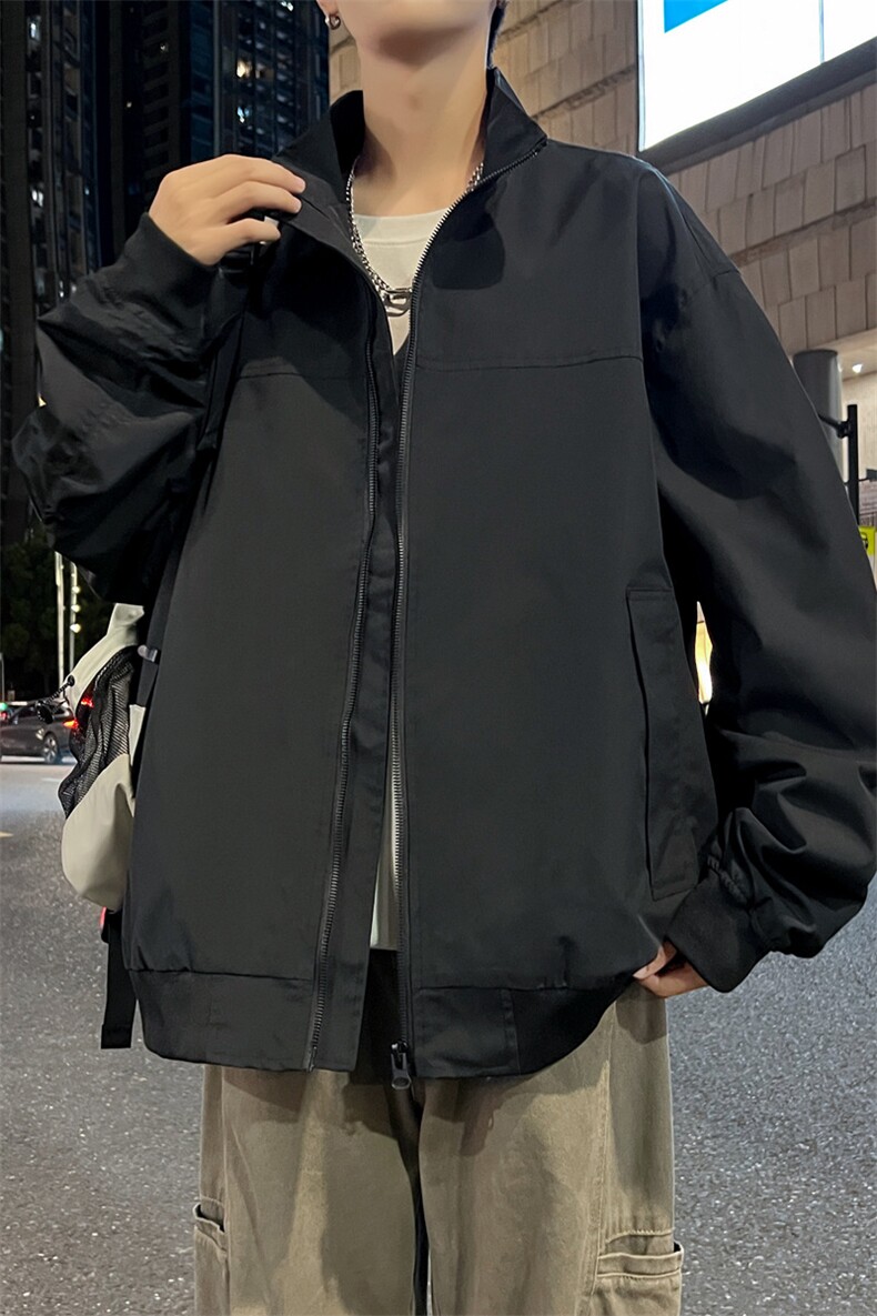 抖音直播飞行立领休闲纯色复古百搭外套美式教练夹克26188-39,男装夹克,星座1402-1