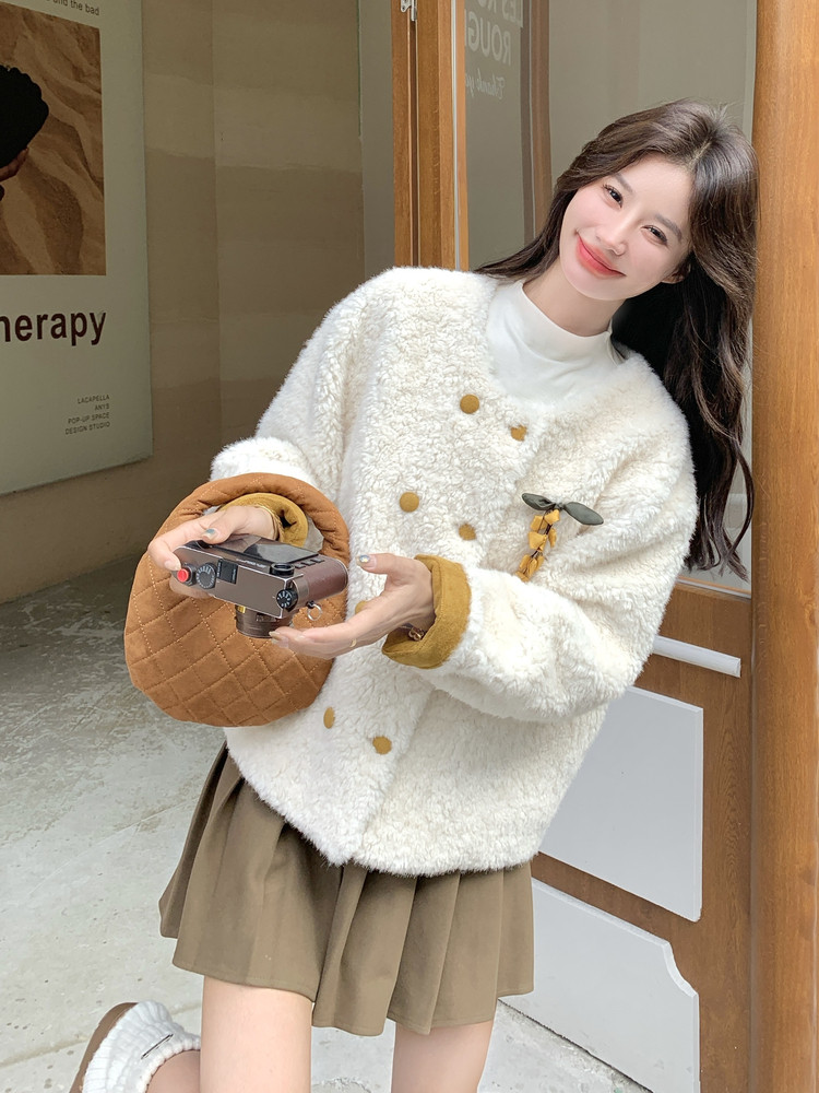 新品现货皮毛一体外套2C087-9283-P199-K279,女装毛呢外套,2C087