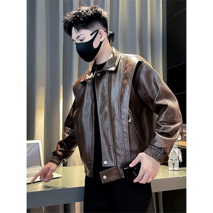高端皮衣外套男士新款高级感痞帅机车服夹克男款秋冬PU9127图片