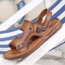 凉鞋男夏2025新款外穿透气皮凉鞋真皮拖鞋男沙滩鞋，男鞋凉鞋，电商A223
