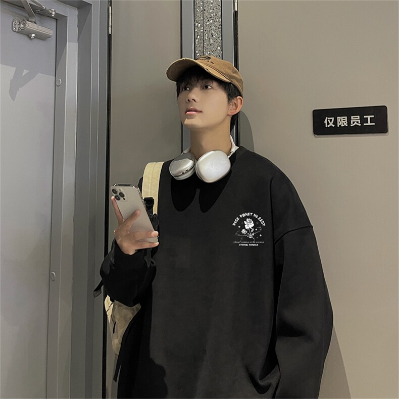 特P25控48秋冬新款男士圆领卫衣宽松休闲日常百搭上衣WQ2456,男装卫衣,电商B370