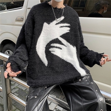 原创设计潮牌美式抽破洞男女秋冬季慵懒风宽松情侣装针织衫毛衣，男装针织衫/毛衣，星座505-2（原电商A260-1)