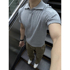 MT66LL-特P49老钱风穿搭针织短袖男高级感翻领t恤美式，男装T恤，星座1007（原301D）