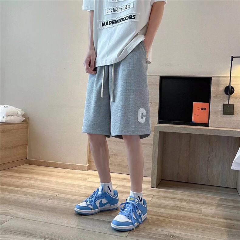 男夏季潮流时尚休闲短裤毛巾刺绣华夫格裤子DK87P22图片