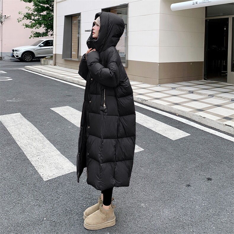 红色羽绒棉服过膝长款加厚2025新款冬季高级感中戏棉衣棉袄外套,女装羽绒服,欣美人