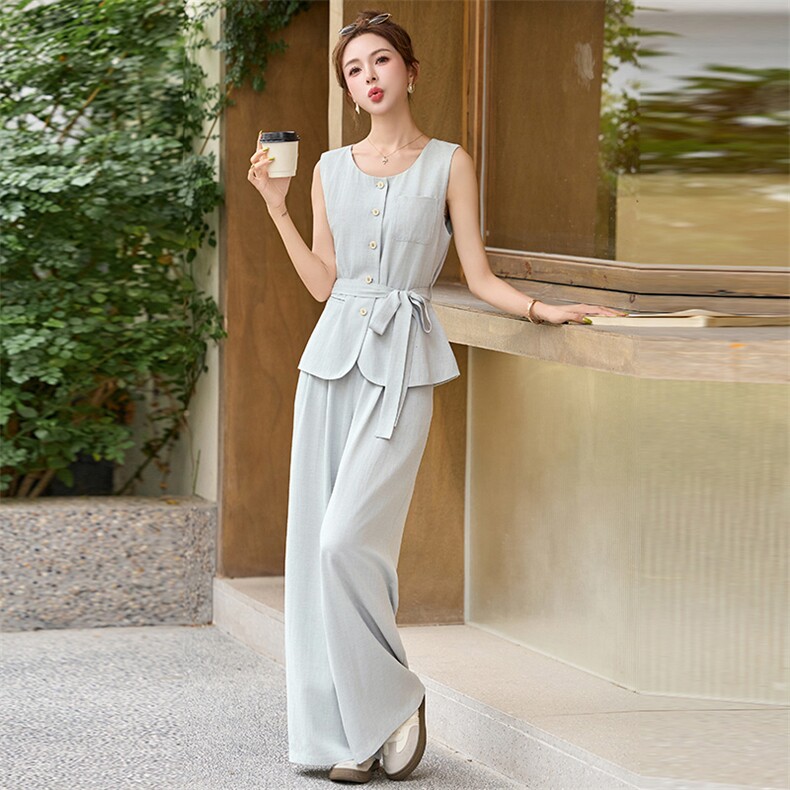 FALVLITE韩系通勤马甲套装女夏季新款高级感时尚气质御姐范两件套,女装套装/套裙,沁沁公主