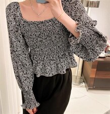 现货春季新款设计师钉珠花色雪纺上衣，其它，CHERRY·印