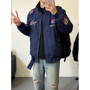 W11100-P73网图现货春季新款防风棒球服翻领夹克机车刺绣外套