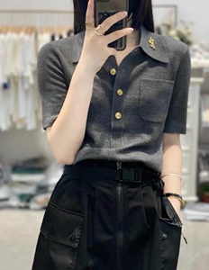 夏季新款女时尚百搭显瘦POLO带兜短袖图片