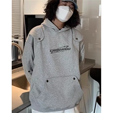 灰色垫肩长袖卫衣男女春秋解构铆钉废土风连帽衫高街外套W09，女装短外套，星座1116A（原606A-3）