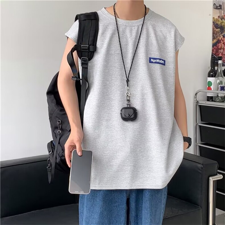 背心男无袖韩版潮纯色高街帅气2023夏季新款ins宽松t恤W2932-P22,男装背心/马甲,星座412-2