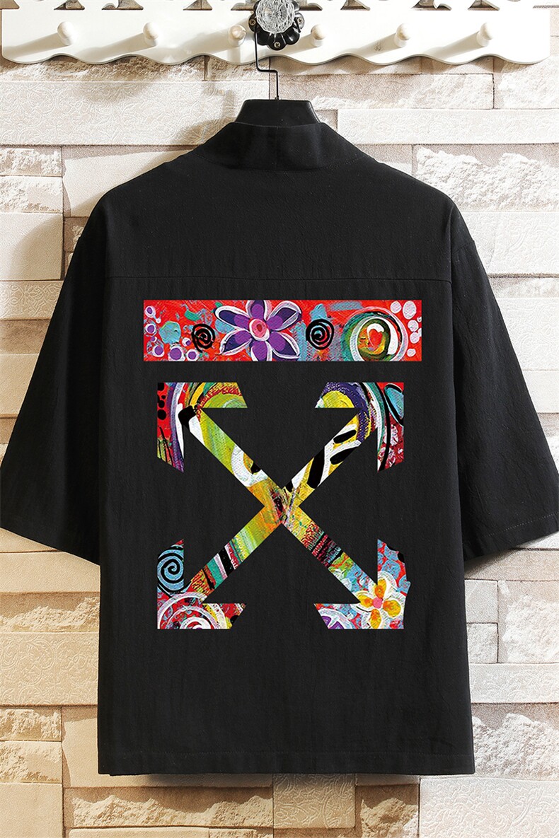 HF59169-P40风汉服男开衫外套七分袖道袍砖墙挂拍,男装民族服装,电商A040A