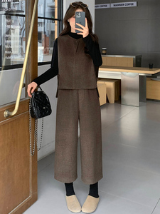 2026年春季法式时尚潮流舒适洋气带高级感磨毛棉质感马甲三件套裤图片