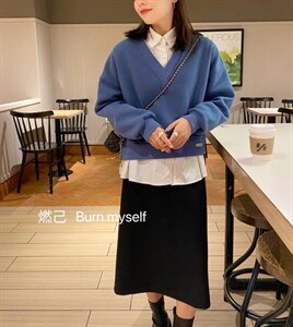 冬装 加绒拼接假两件 卫衣图片