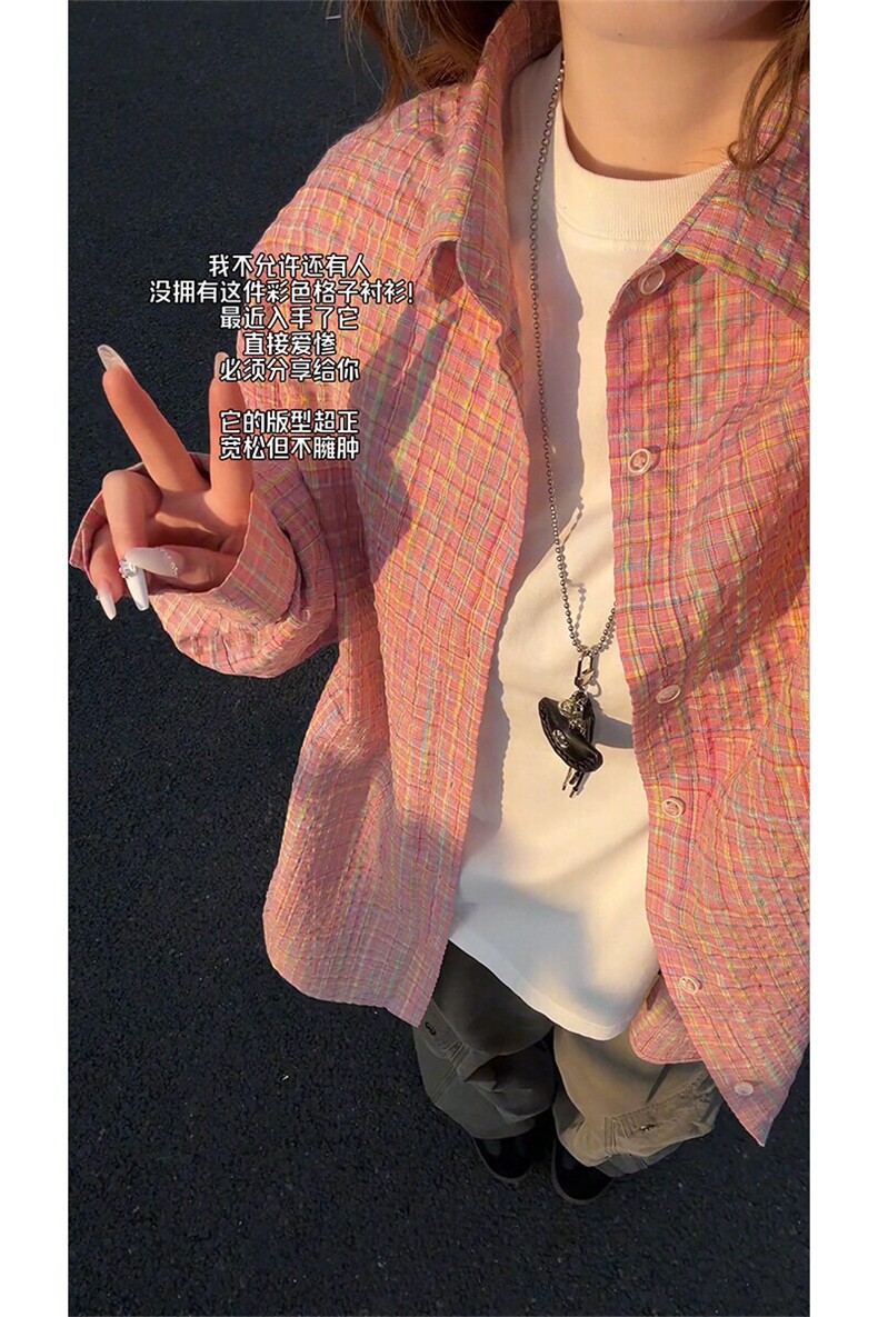 25春季衬衫C6034-TP4068格纹设计感泡泡纱休闲叠穿翻领衬衣,男装衬衫,电商A102