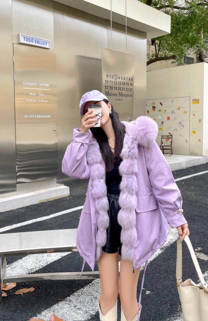 狐狸毛派克服，其它，贻思茗