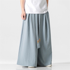 夏风休闲宽松阔腿裤飘逸汉服冰丝直筒裤宋裤情侣潮K332/P85，男装民族服装，钱塘713