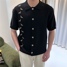 夏季男士冰丝针织密封刺绣翻领POLO衫N6735-P58，男装Polo衫，星座1012-1