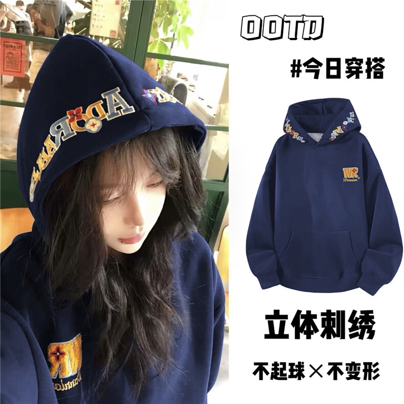 刺绣秋冬高级感男女连帽卫衣2025款韩版宽松上衣潮WYT13P45-48,男装卫衣,星座1013-5