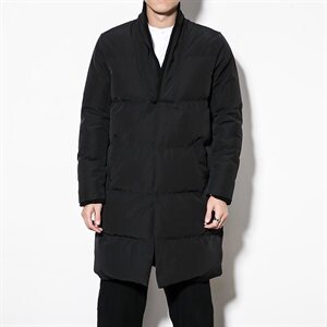 2020冬季新款男装 风盘扣中长款外套加厚保暖棉衣 M08图片