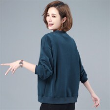 2021韩版圆领上衣女春夏宽松显瘦长袖英文印花套头卫衣，女装卫衣/绒衫，曼沙奕珂
