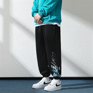 日系2024秋冬款撞色印花束脚运动休闲潮牌卫裤8806-P55控69，男装休闲裤，星座914-3