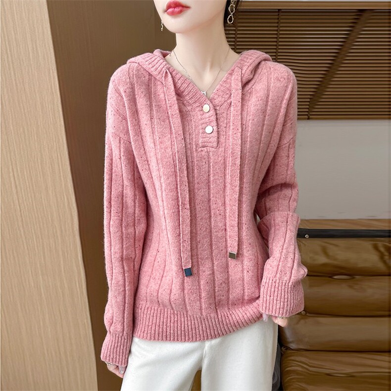 2025年秋季新款百搭彩点套哦如帽衫,女装羊毛衫,新胜羊绒