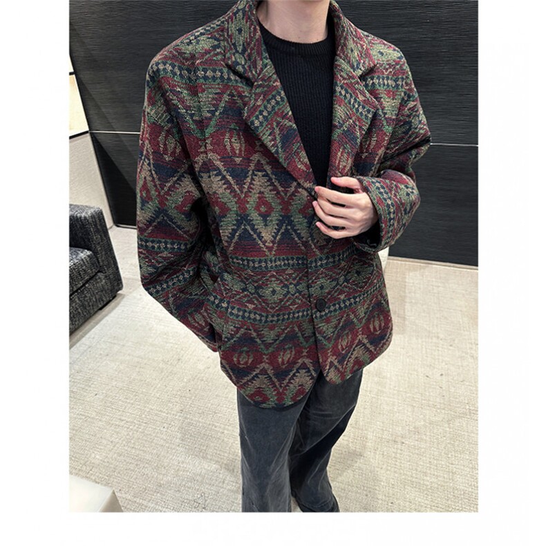 加绒加厚提花复古西装毛呢大衣504-F65-P78控128（加绒P88控138）,男装西服,星座504