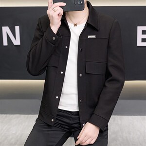 春季夹克男高品质翻领外套型男商务休闲百搭青年外套男N2610-P87图片