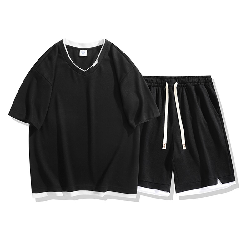 夏季运动套装日系白底休闲百搭时尚短套装CK2410+TC3138-P59控89图片