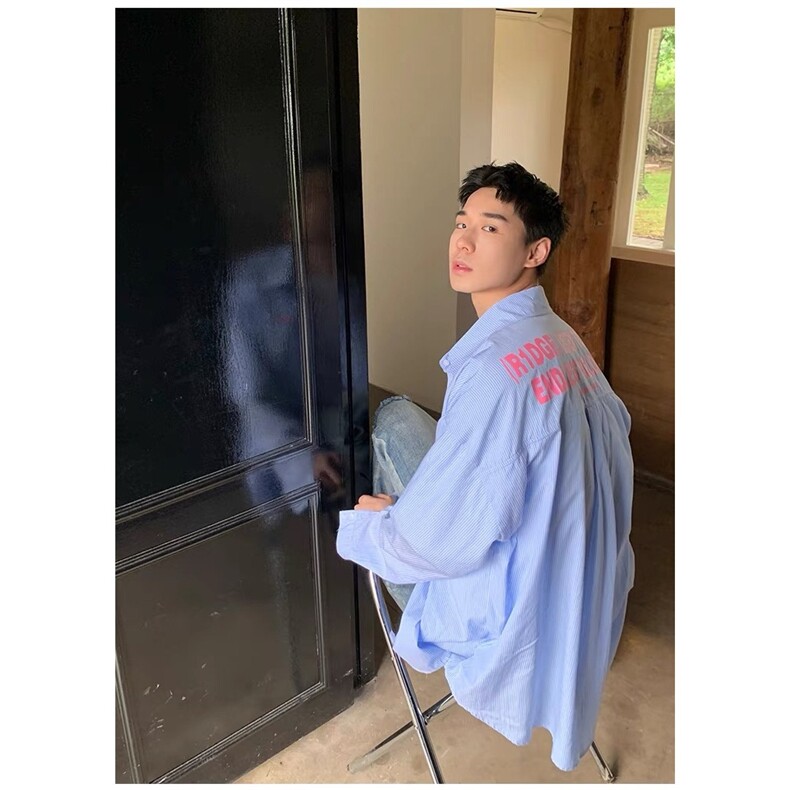 2025年夏季男女同款条纹防晒长袖衬衫宽松型CSA369-P38，男装防晒衣，星座208-5