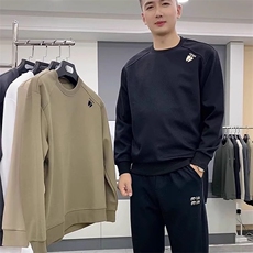 男士卫衣春秋季潮牌刺绣上衣痞帅圆领长袖T恤2025新款内搭打底衫，男装T恤，星座1210-1