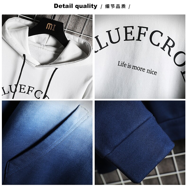 渐变色潮流宽松韩版百搭休闲上衣服秋季外套连帽卫衣DF73T,男装卫衣,电商A102