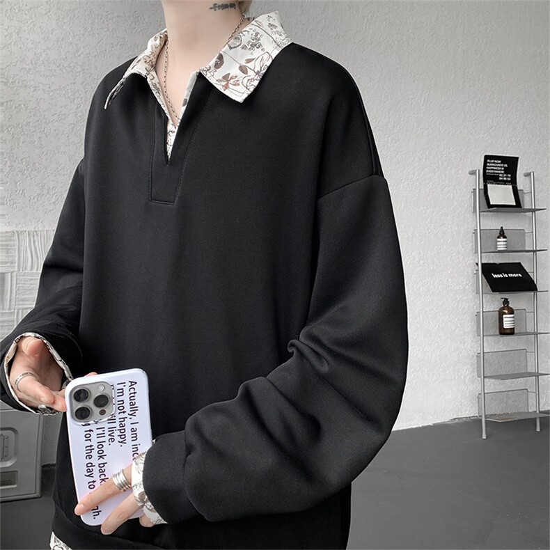 秋冬男士韩系老钱风假两件卫衣宽松拼接休闲上衣外套特P50,女装短外套,电商B319