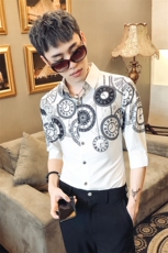 2021新款男士印花衬衫休闲修身中袖夜店衬衣社会风工作服D448，男装衬衫，星座419（原A233）