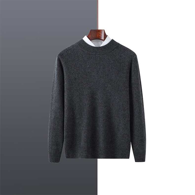 秋冬款加厚羊毛衫男士半高领针织纯色内搭打底保暖中青年毛衣，男装羊毛衫，牧绒家园高端店